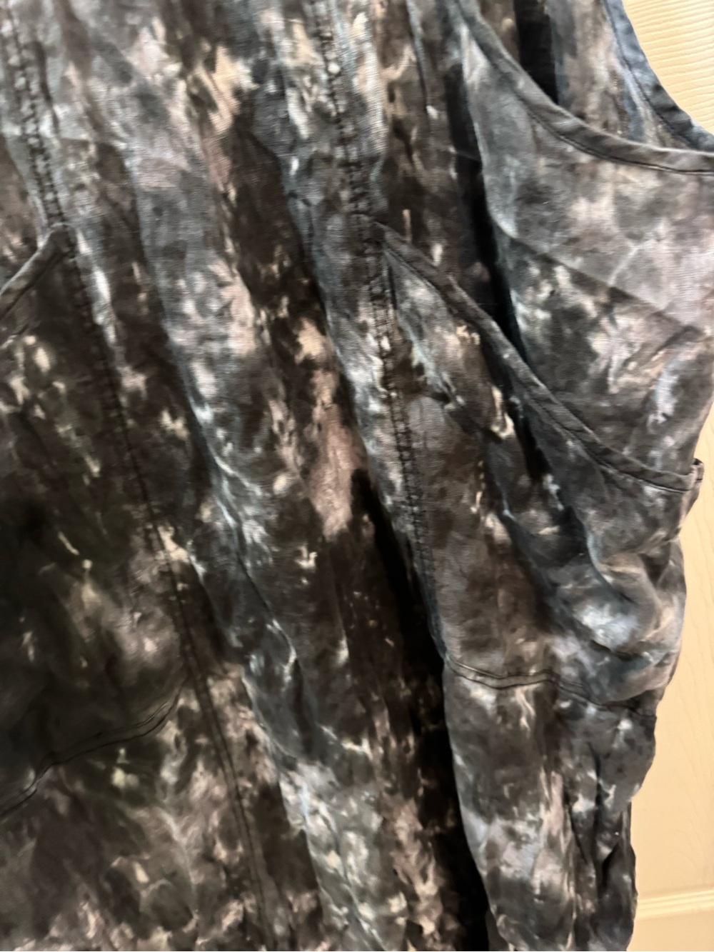 Cynthia Ashby Womens Emen Overall 100% Linen Thunder Tie Dye Size XL - Picture 7 of 16